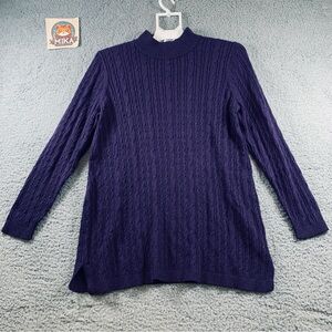 Lands' End Sweater Women Long Sleeve Knit Pullover Cotton Purple Size‎ M (10-12)